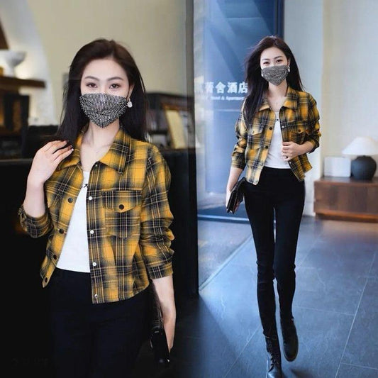 Checkered Korean Fashion Full Sleeve Shirt for Women