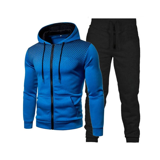 Color Blocking Pattern Hooded Tracksuit set for Men