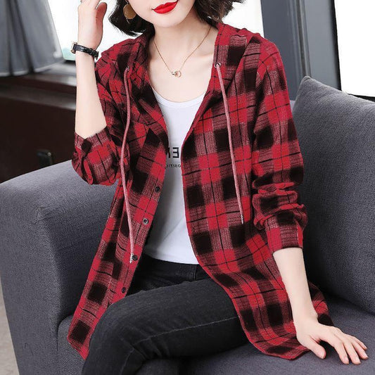 Checkered Pattern Full Sleeve Hoodies for Women