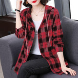 Checkered Pattern Full Sleeve Hoodies for Women