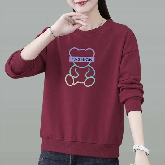 Printed Pattern Warm Fleece Full Sleeve Pullover for Women