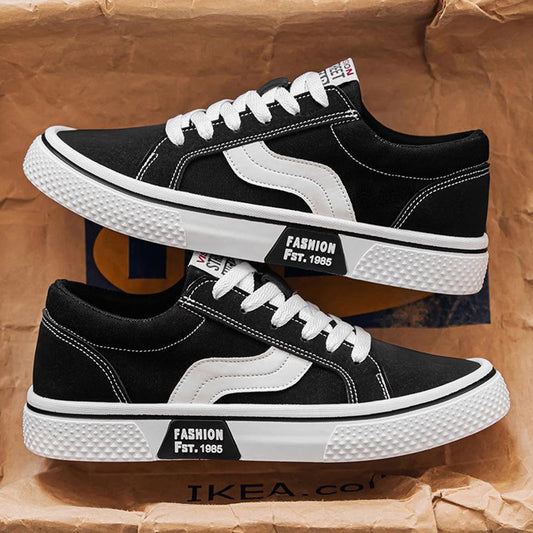 Dual Color Pattern Canvas Lace Up Casual Shoes for Men