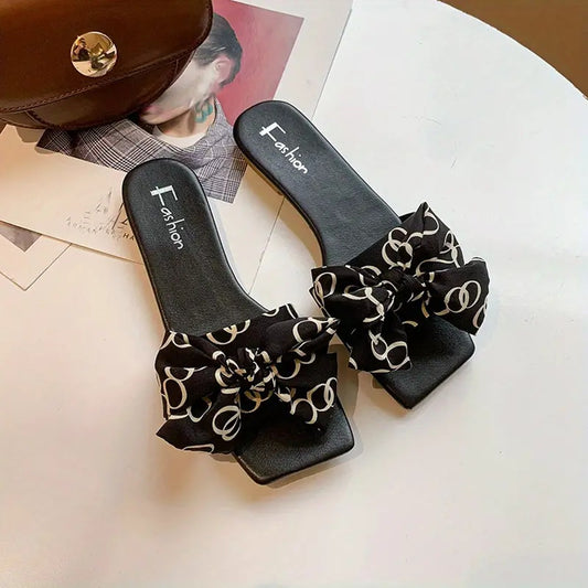Beach Toe Sandals Bow Square Sandals for Women