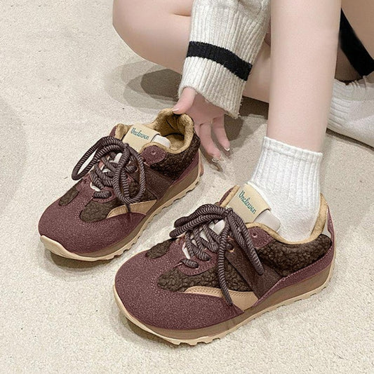 Artificial Leather Round Toe Lace Up Shoes for Women