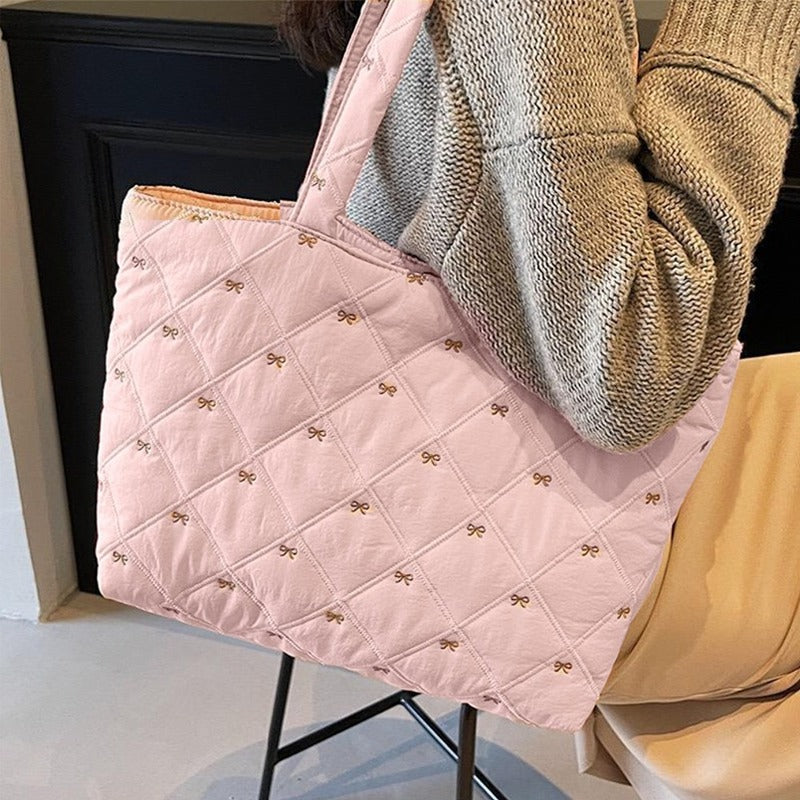 Puffer Fashion Tote Snap Commuter Korean Popular Handbags for Women