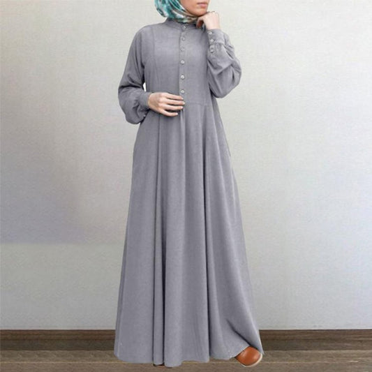 Solid Color Long Fashion Kaftan Abaya for Women