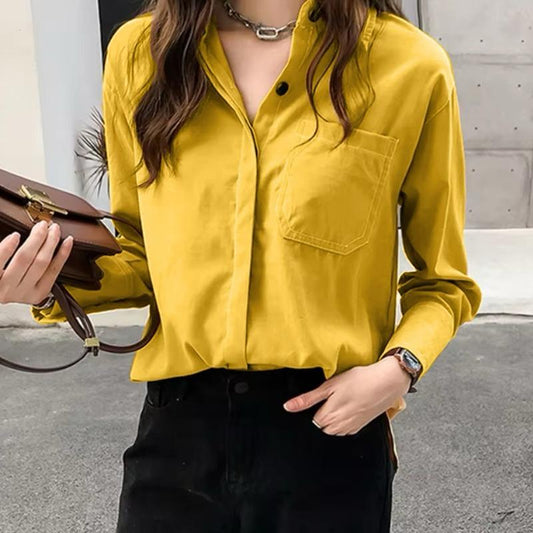 Casual Fashion Solid Color Full Sleeve Shirt for Women