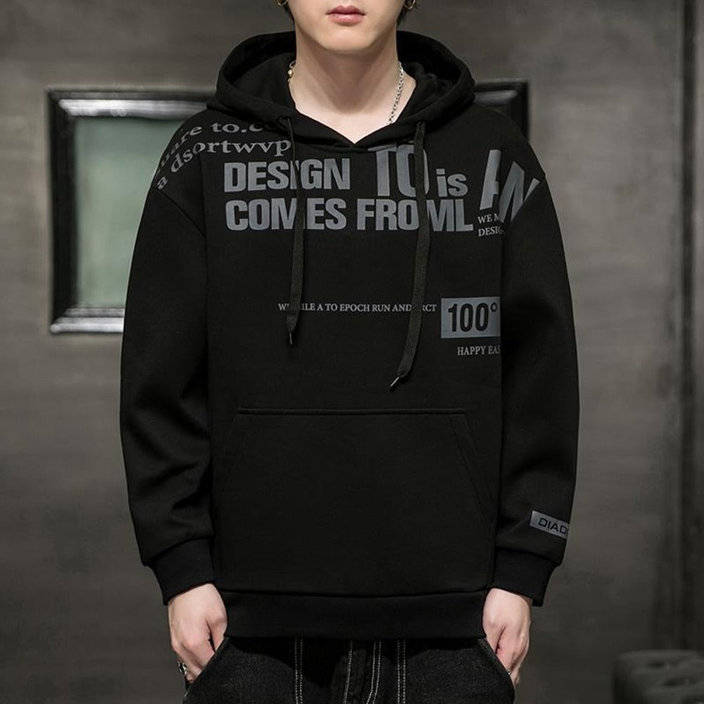 Winter Comfy Text Printed Fashion Full Sleeve Hoodies for Men