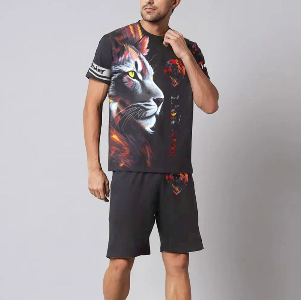 Round Neck Design Printed Style T-shirt & Shorts for Women