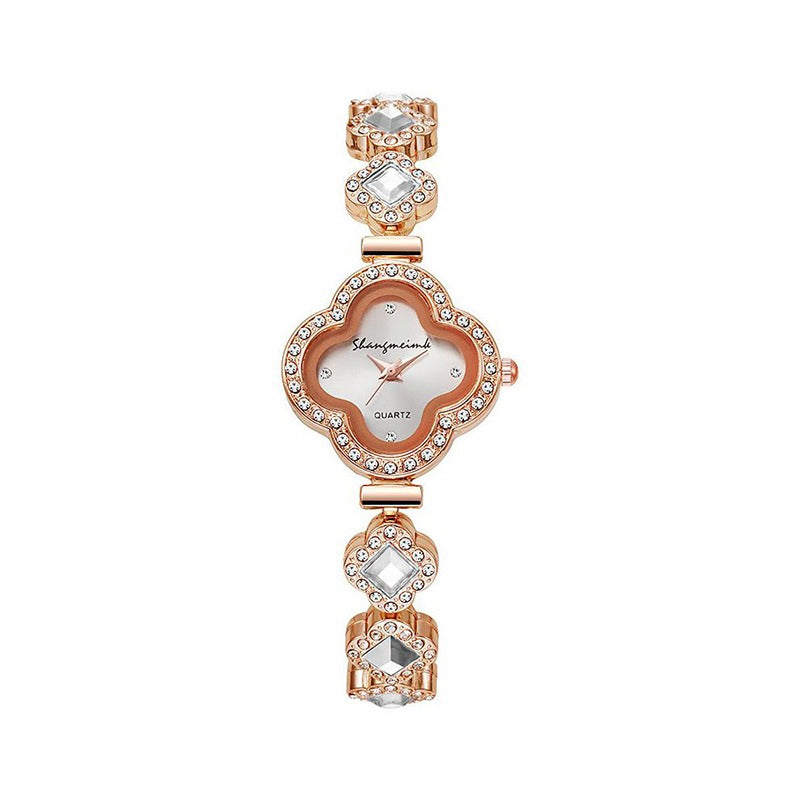 Leaf Petal Fashion Stainless Steel Wristwatch for Women