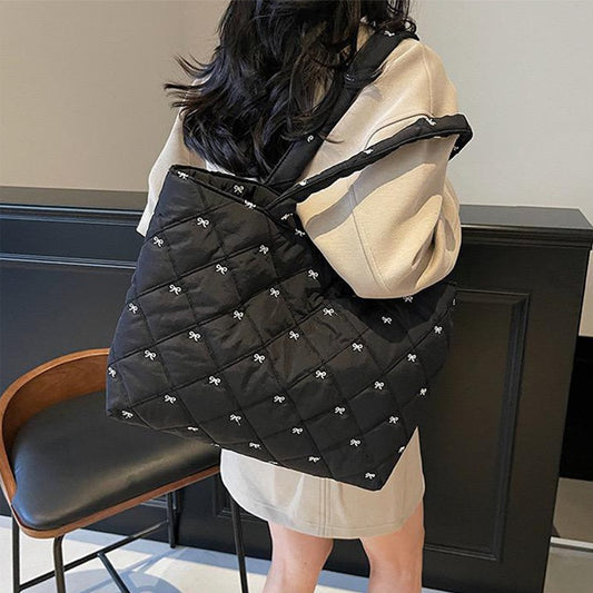 Puffer Fashion Tote Snap Commuter Korean Popular Handbags for Women